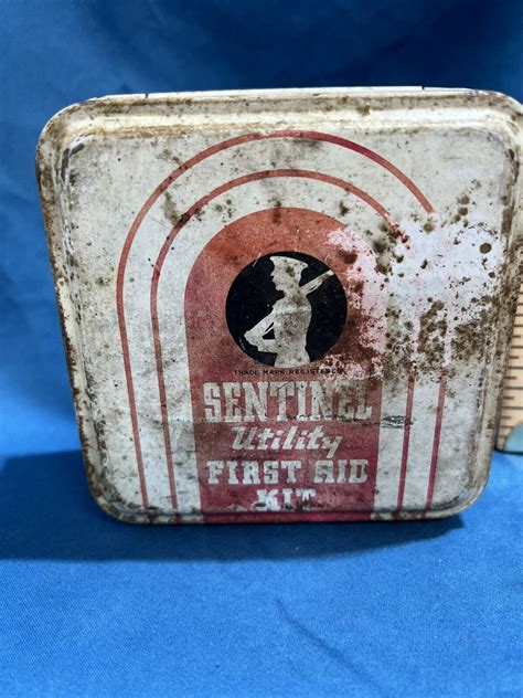 Vintage Sentinel Utility First Aid Kit Tin Box 